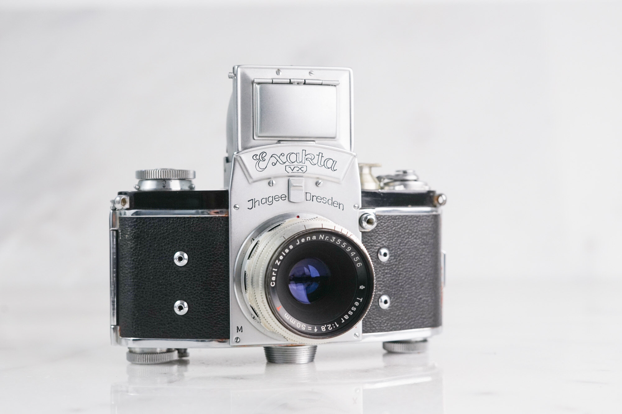 Ihagee Dresden Exakta VX (Varex) 35mm Film SLR with Carl Zeiss Jena Tessar  50mm F/2.8 T Fast Prime Lens - Fully Functional — F Stop Cameras